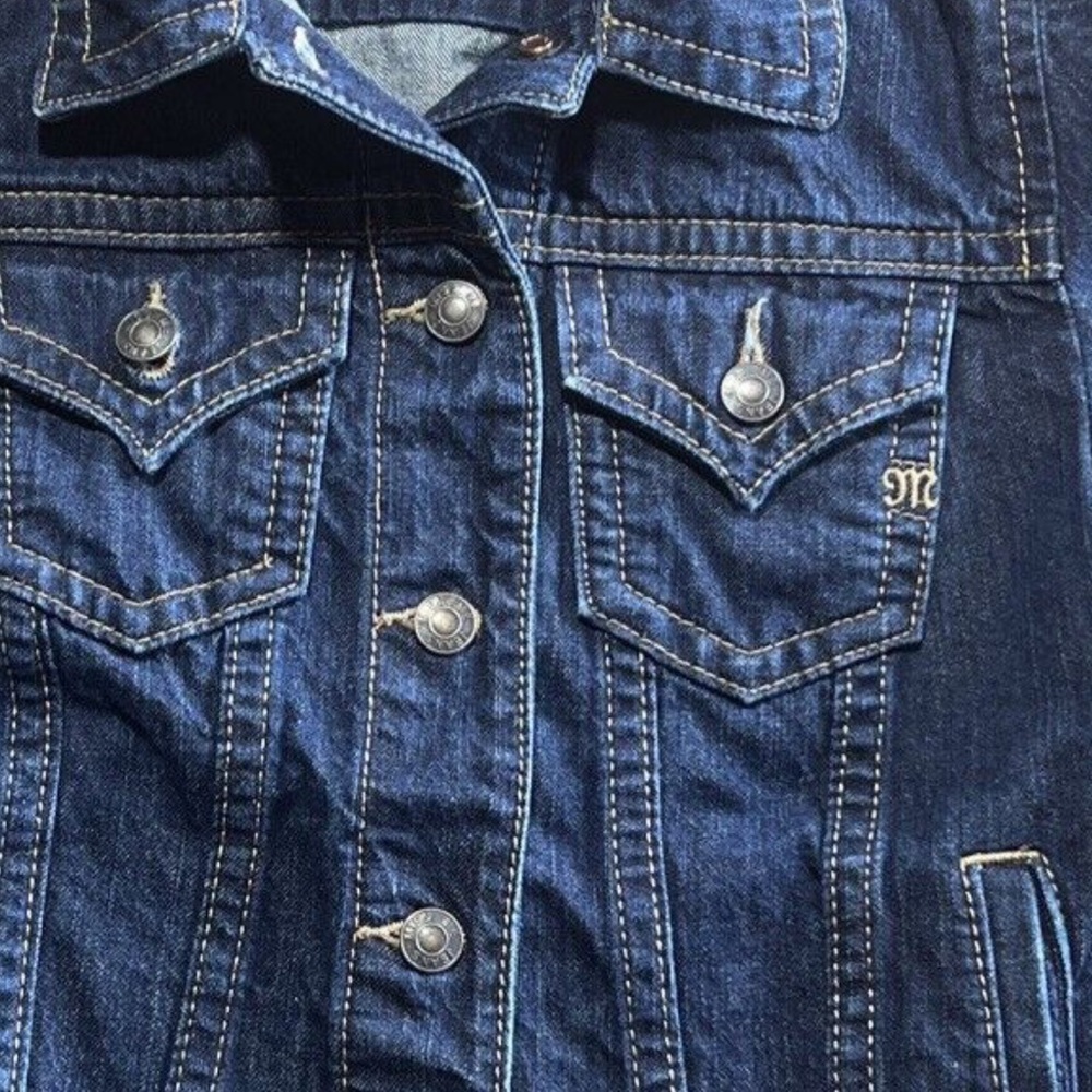 Miss Me Women’s Denim Frayed Dark Denim Jean Jacket Size Small